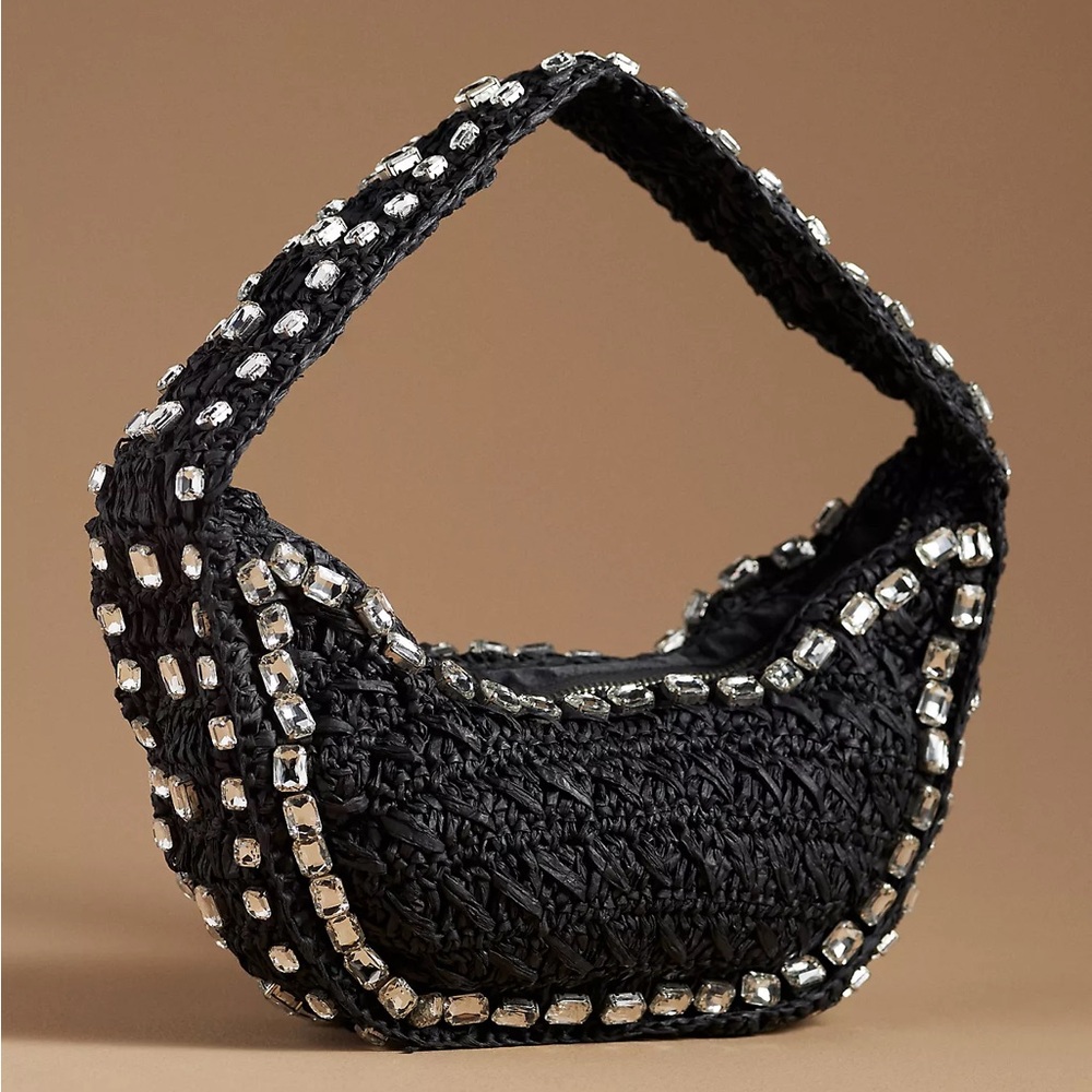 Anthro DOLCE VITA MARABELLA Raffia SLOUCHY BAG Style No. 95639233 Color: BLACK